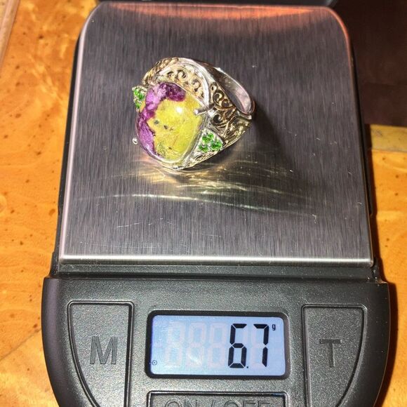 Genuine Tasmanian Stichtite Chrome Diopside Sterling Silver Cocktail Ring Size 9 - Picture 9 of 9